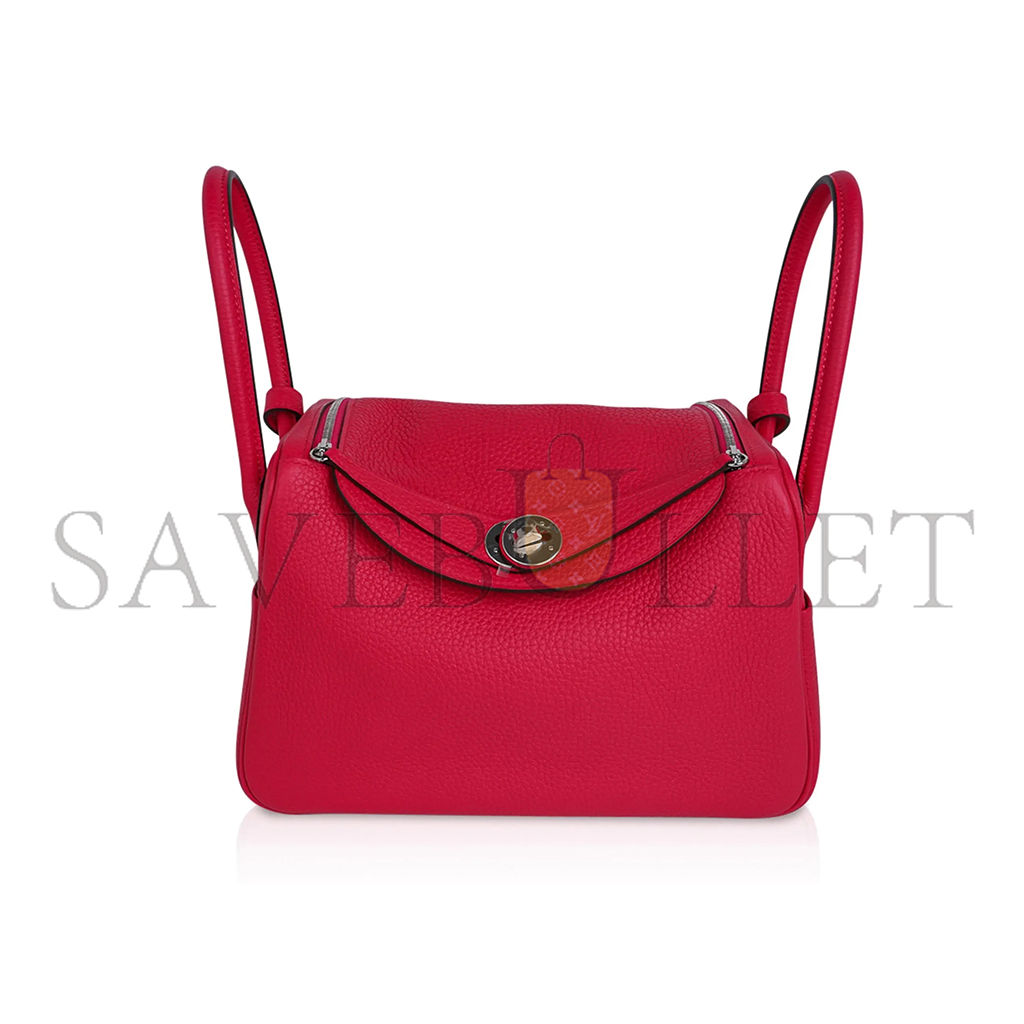 H**mes lindy 26 bag rose extreme clemence leather with palladium hardware (26*17.25*13cm)